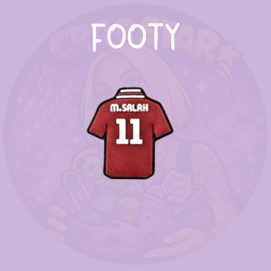 football jersey croc charm with number 11 design