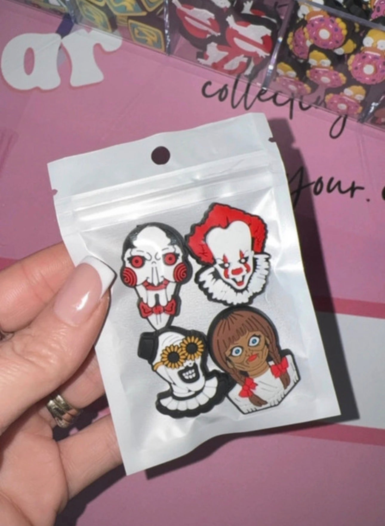 4 Horror Shoe Charms | Scary Movie Inspired Shoe Charm Bundle | Halloween Clog Charms | Spooky Shoe Accessories | Horror Gift