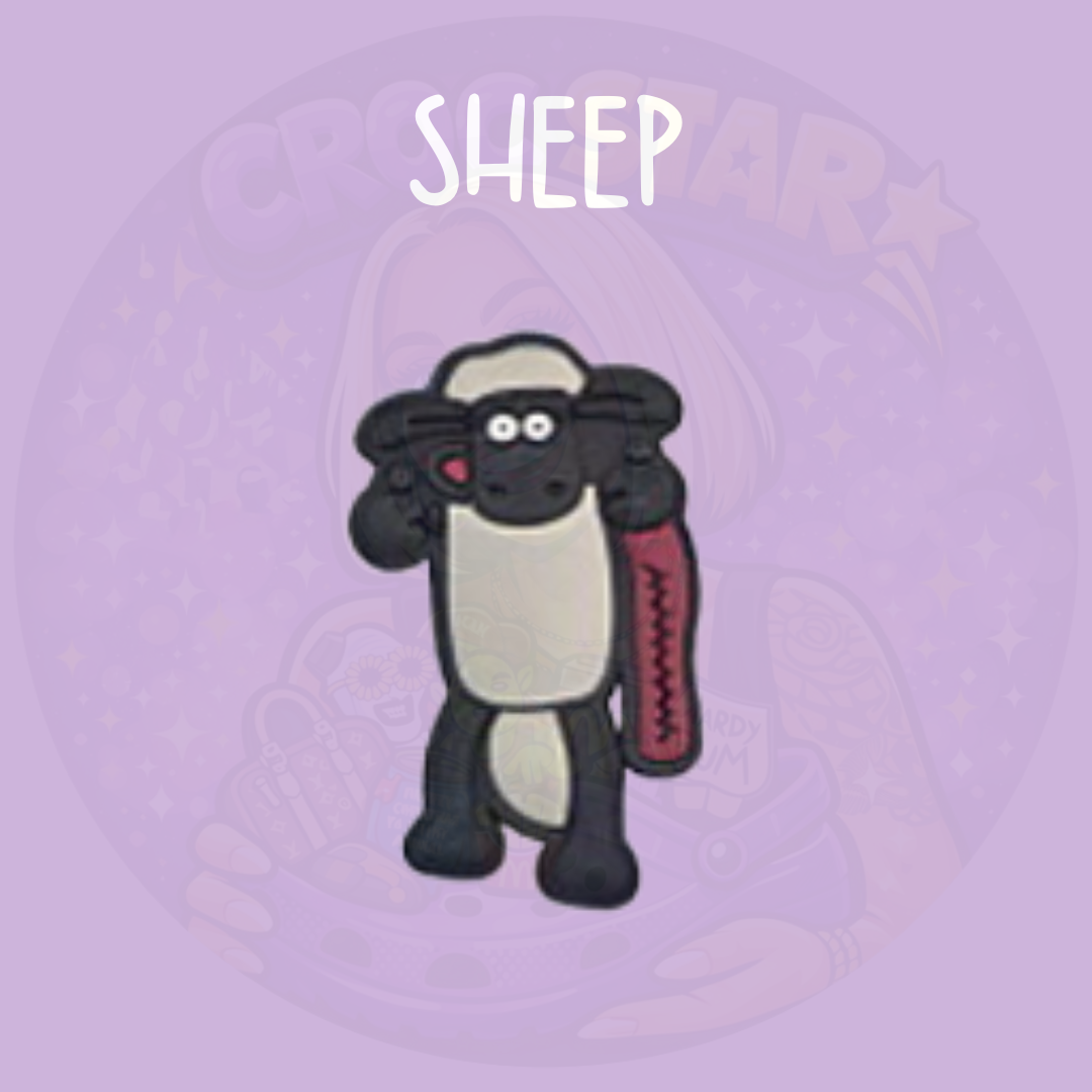 cartoon sheep croc charm inspired by farm animal character