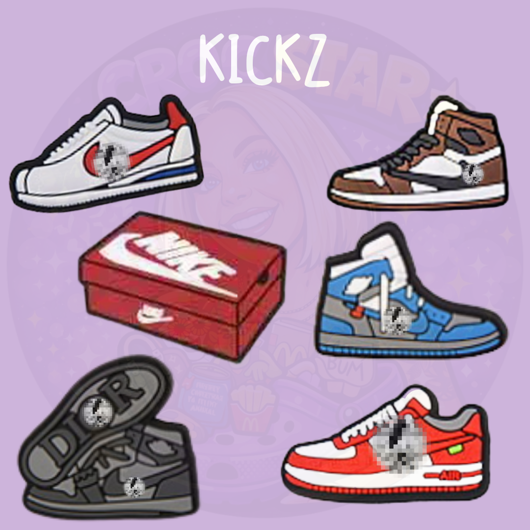 Sneaker Croc Charms featuring assorted trainer and sneaker designs
