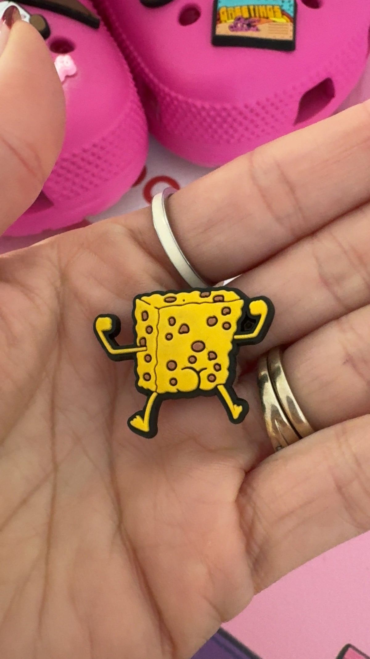 Yellow sponge cartoon shoe charm