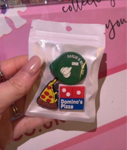 3 Pizza Shoe Charm Bundle | Takeaway Food Shoe Charms | Pizza Lover Clog Charm Bundle | Garlic Dip Charms | Cute Shoe Accessories