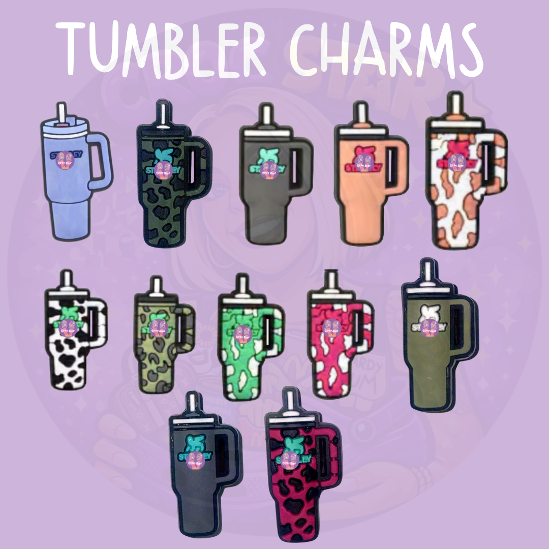 Cute tumbler croc charms in colourful travel cup designs