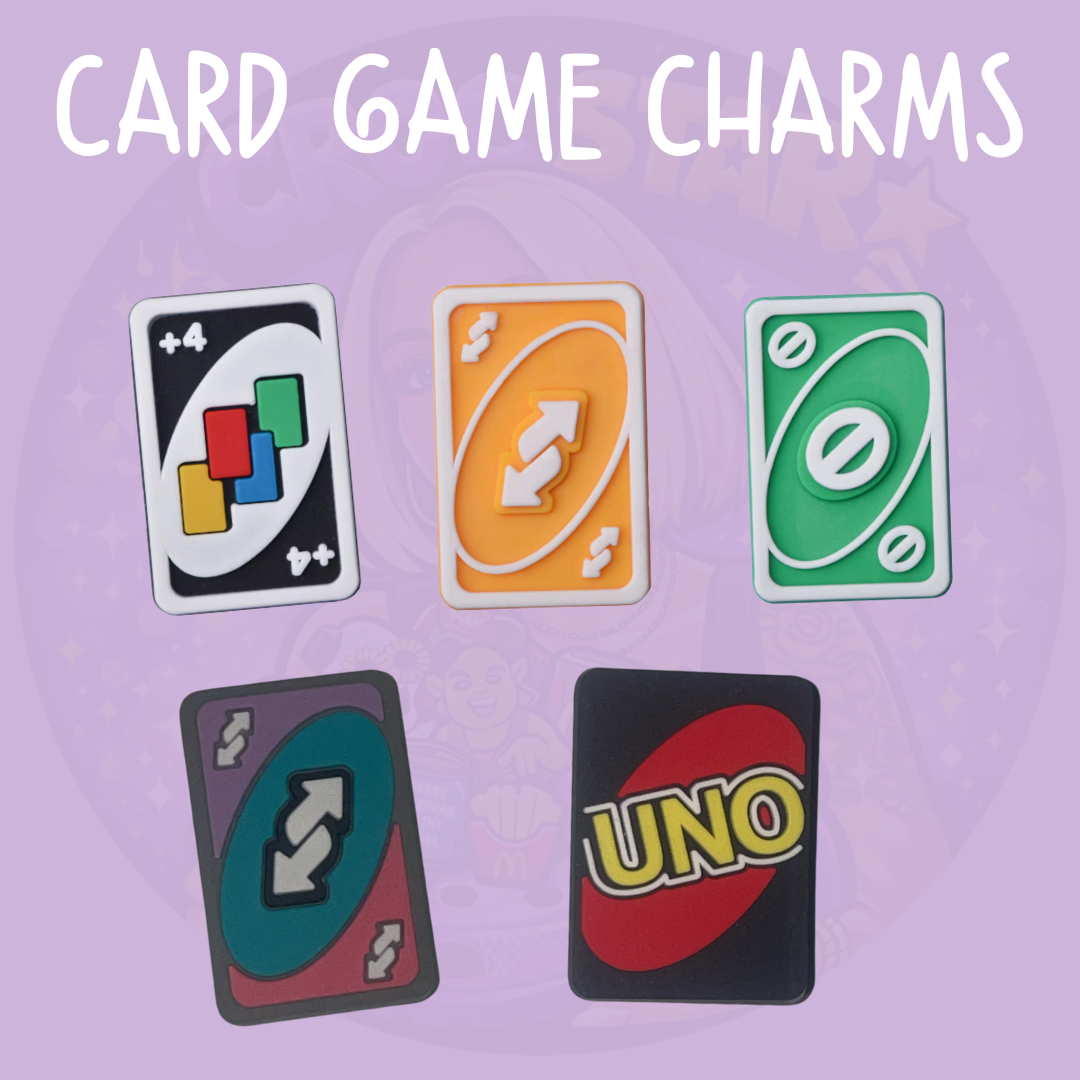 Card game Croc charms featuring UNO-style action, reverse and colourful playing card designs