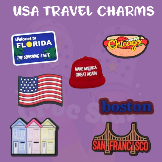 travel themed croc charms inspired by usa symbols travel themed croc charms inspired by usa symbols
