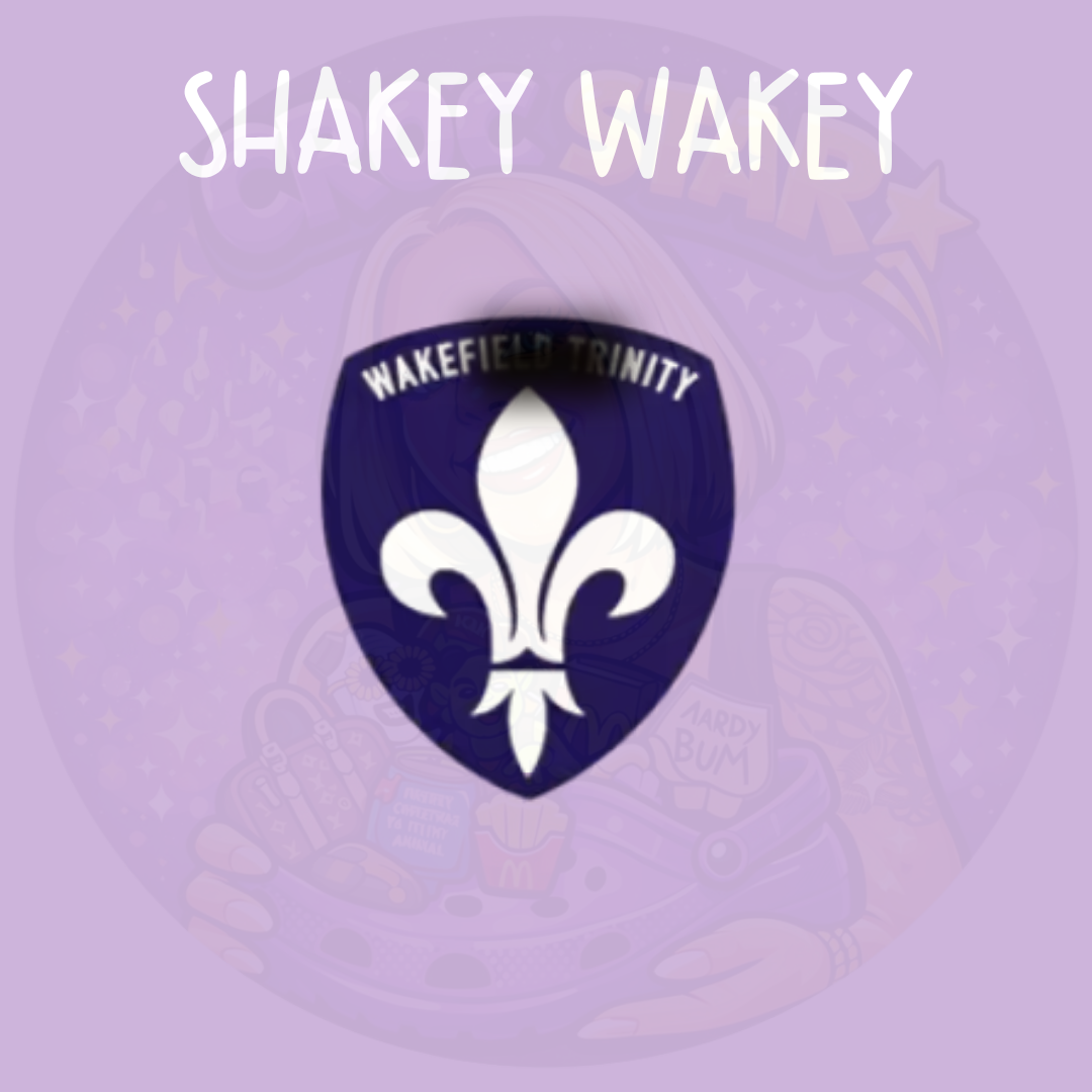 Wakefield Trinity Croc charm featuring the Wakefield Trinity rugby league club crest in purple and white