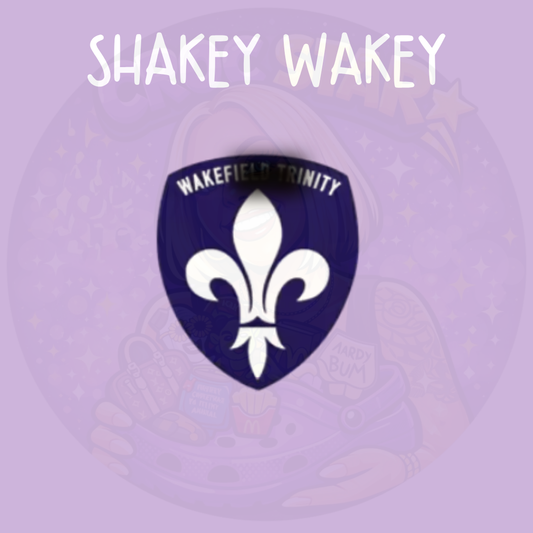 Wakefield Trinity Croc charm featuring the Wakefield Trinity rugby league club crest in purple and white