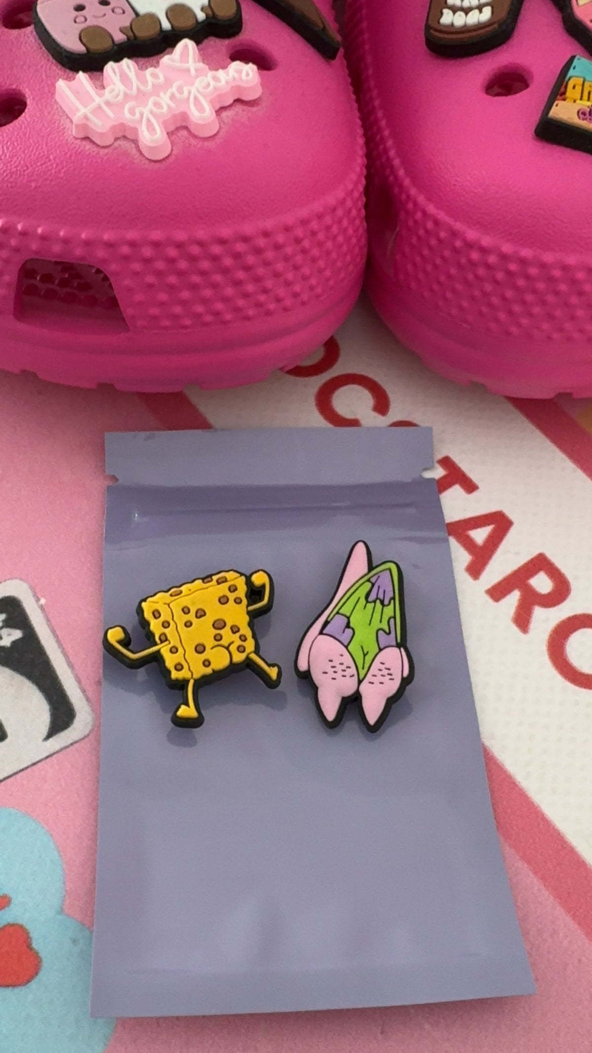 Pink starfish cartoon shoe charm